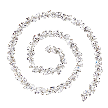 Glass Rhinestone Handmade Beaded Chains, with Alloy Findings