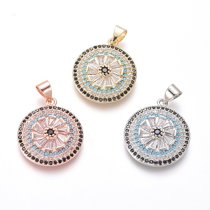 Латунные микро проложить кубического циркония подвески, плоско-круглые