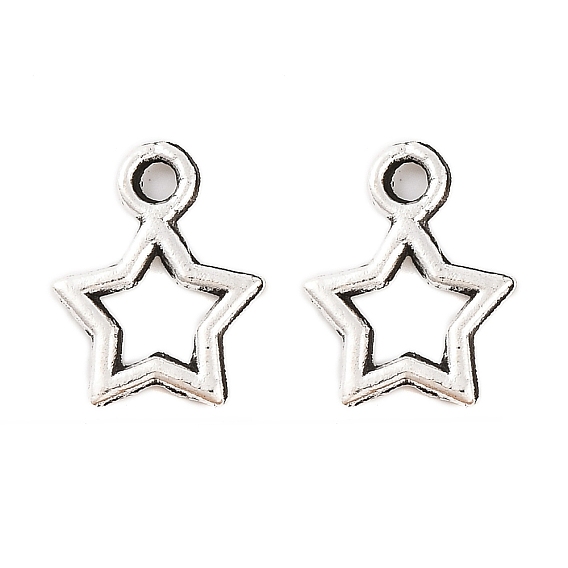 Тибетском стиле сплава звезды прелести, 12x9x1 мм, отверстие : 1.5 мм