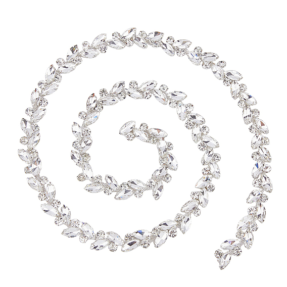 Glass Rhinestone Handmade Beaded Chains, with Alloy Findings