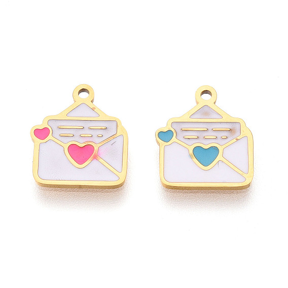 304 из нержавеющей стали шармы эмали, конверт очарование, ионное покрытие (ip), реальный 14 k позолоченный