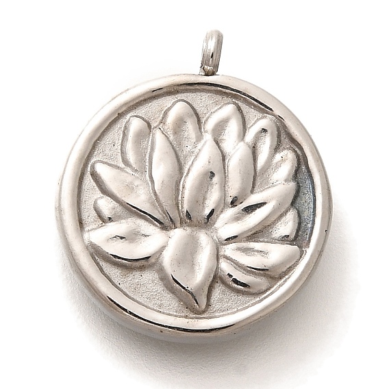 304 подвески из нержавеющей стали, плоская круглая с подвеской в виде цветка