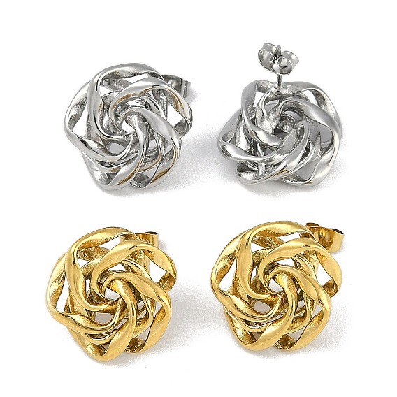 304 серьги-гвоздики из нержавеющей стали в форме розы