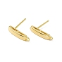 Brass Stud Earring Findings, with Horizontal Loops, Rectangle, Cadmium Free & Lead Free