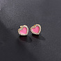 Minimalist Gold-plated Zircon Drop Oil Love Heart Earrings - Delicate, Daily, Lightweight.