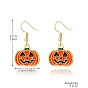 Halloween Theme Alloy and Enamel Dangle Earrings, Pumpkin, Golden
