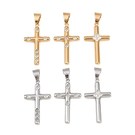 316 Подвески из хирургической нержавеющей стали и прозрачного кубического циркония, крест прелести, вакуумное покрытие pvd