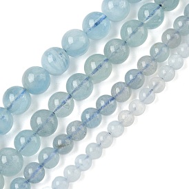 Природные Аквамарин бисер нитей, круглые