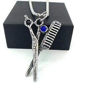 Винтажные мужские ожерелья с подвесками в виде парикмахерских ножниц из нержавеющей стали