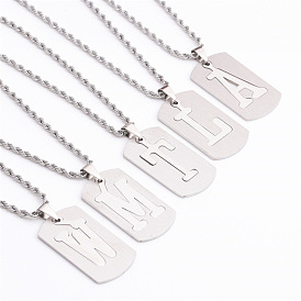 Hip Hop Titanium Steel Pendant Necklace for Men with Letter Charms