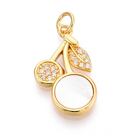 Латунные микропаве прозрачные подвески с фианитом, без кадмия и без свинца, с оболочкой, вишня, с целью перехода в кольце