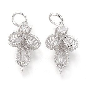 Соединители латунные звенья, с прозрачным фианитом и прыжковым кольцом, долговечный, цветок