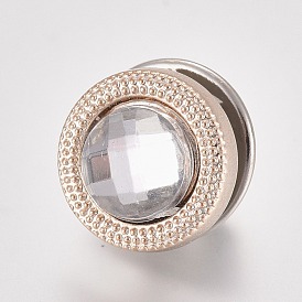 Sicherheitsbroschen aus Kunststoff, mit Eisenstiften und Strass, Flachrund