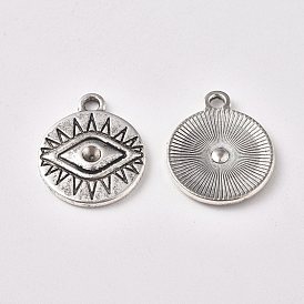 Alloy Pendants Rhinestone Setting, Flat Round with Eyes
