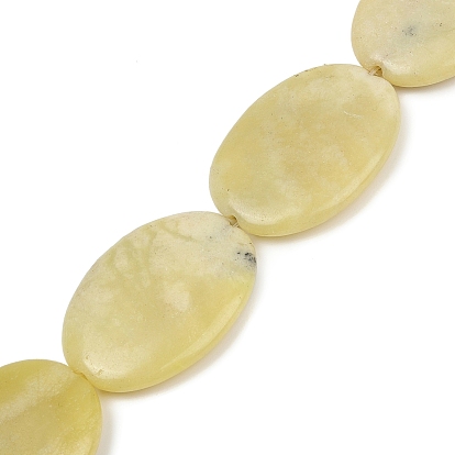 Натуральные нефритовые бусины, цвет лимона , Плоско-овальные
