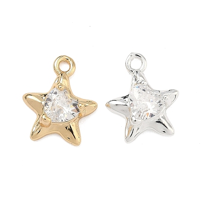 Подвески из латуни с прозрачным фианитом, звезды прелести