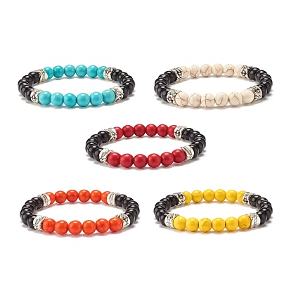 Round Synthetic Turquoise(Dyed) Beaded Stretch Bracelet for Women