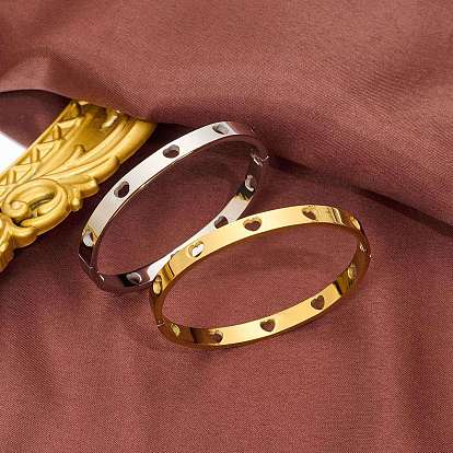 Полые 304 браслеты из нержавеющей стали для женщин, сердце