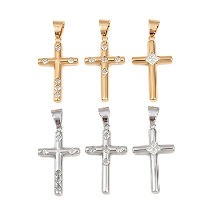 316 Подвески из хирургической нержавеющей стали и прозрачного кубического циркония, крест прелести, вакуумное покрытие pvd