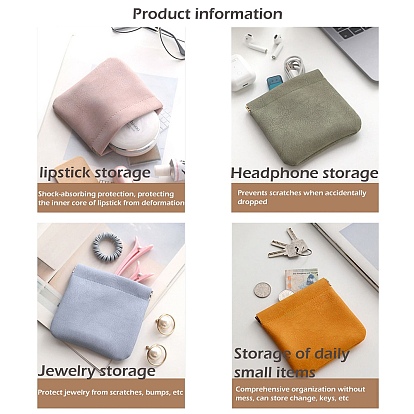 PU Leather Multipurpose Shrapnel Makeup Bags, Coin Pouches for Lipstick, Small Items, Change, Earphone Storage, Rectangle