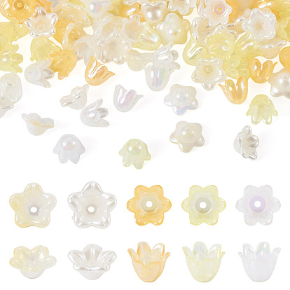 Акриловый шарик крышки, с покрытием AB цвета, цветок