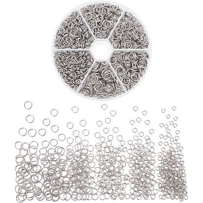 1230Pcs 6 Style 304 Stainless Steel Open Jump Rings
