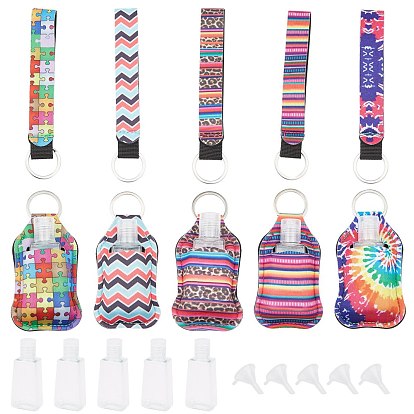 DIY Travel Bottle Set Kits, Eychain Lanyard with Hand Sanitizer Keychain Holders, Transparent Plastic Squeeze Bottles