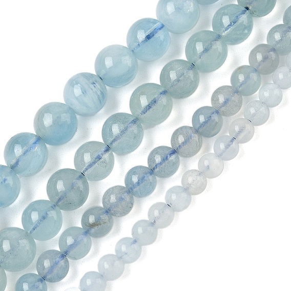 Природные Аквамарин бисер нитей, круглые