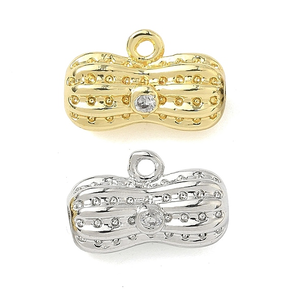 Латунные микропаве прозрачные подвески с фианитом, арахиса прелести, без кадмия и без свинца, долговечный, стойки покрытие