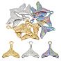 12pcs 3 couleurs 304 pendentifs en acier inoxydable, , queue de poisson
