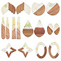 16Pcs 8 Style Transparent Resin & Walnut Wood Pendants, with Paillette/Sequin, Mixed Shape
