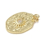 Rack Plating Brass Micro Pave Cubic Zirconia Pendants, with Jump Rings, Cadmium Free & Lead Free, Long-Lasting Plated, Sun