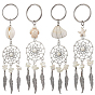 2 комплекты ключей из сплава в тибетском стиле с натуральными ракушками и синтетической бирюзой, с 304 разъемными кольцами из нержавеющей стали для брелка, кошелек, украшение для рюкзака