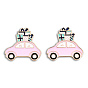Car with Gift Box Shape Enamel Pin, Light Gold Plated Alloy Vehicle Badge for Backpack Clothes, Nickel Free & Lead Free