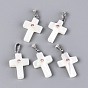 Подвески из натуральных ракушек trochus, Религиозные крестики-подвески со стразами и железными защелками, платина