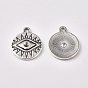 Alloy Pendants Rhinestone Setting, Flat Round with Eyes