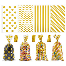 4 наборы целлофановых мешочков для хранения конфет из opp-пленки, прямоугольник с рисунком