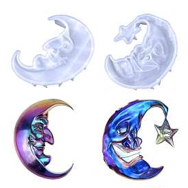 DIY Moon with Face Display Decoration Silicone Molds, Resin Casting Molds, for UV Resin, Epoxy Resin Craft Making