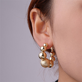 Vintage French Style Round Ball Hoop Earrings, High-end European American Fashion Jewelry