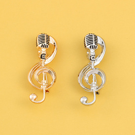 Tibetan Style Alloy Brooches, Musical Note & Microphone Pins