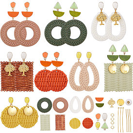 DIY Earring Making, with Acrylic Pendants, Alloy Enamel Stud Earring Findings, Wood Beads and Brass Findings