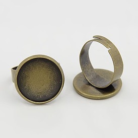 Brass Pad Ring Findings, Adjustable, 5x17mm, 16mm inner diameter