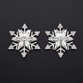 Cabujones de diamantes de imitación de cristal de aleación de chapado en rack, con vidrio transparente, facetados, sin plomo y cadmio, copo de nieve giratorio