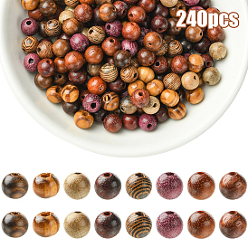 240 шт 8 цвета деревянных бусин, окрашенные, круглые