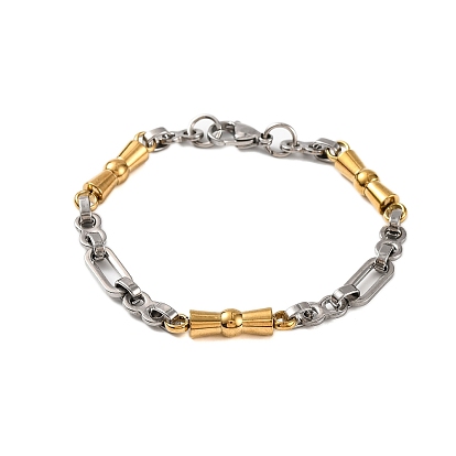 201 Stainless Steel Link Chain Bracelets, with 304 Stainless Steel Clasps