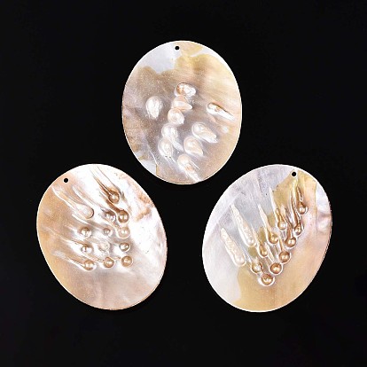 Подвески из натурального пресноводного жемчуга и пресноводных ракушек, овальные амулеты