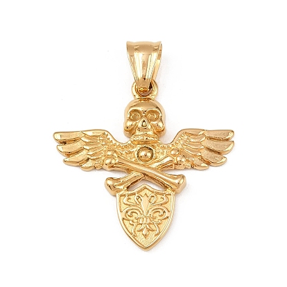 304 подвески из нержавеющей стали, подвеска в виде черепа с крылом и флагом, ионное покрытие (ip)