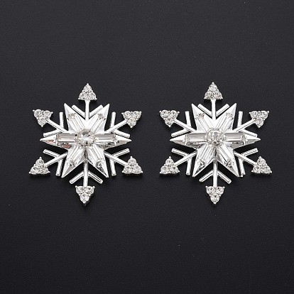 Cabujones de diamantes de imitación de cristal de aleación de chapado en rack, con vidrio transparente, facetados, sin plomo y cadmio, copo de nieve giratorio