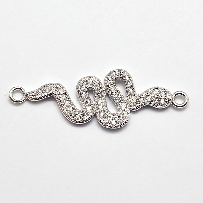 CZ латунные микро проложить кубических ссылки циркония, без кадмия, без никеля и без свинца, змея, 34.5x11.5x2 мм, отверстие : 1 мм