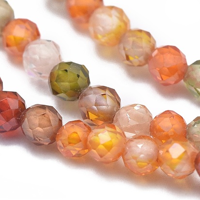 Cubic Zirconia Beads Strands, Faceted, Round